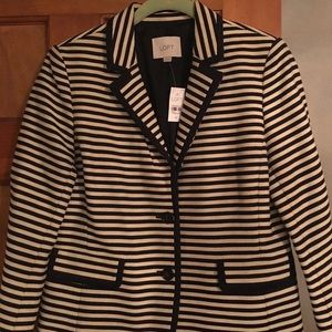 NWT LOFT Navy/Cream Stripe Blazer Size 10